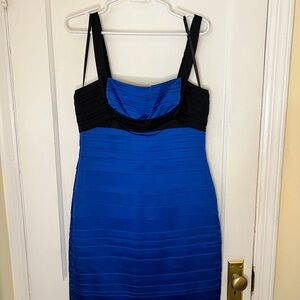BCBGMaxAzria Ribbed Blue and Black Bodycon Mini Dress